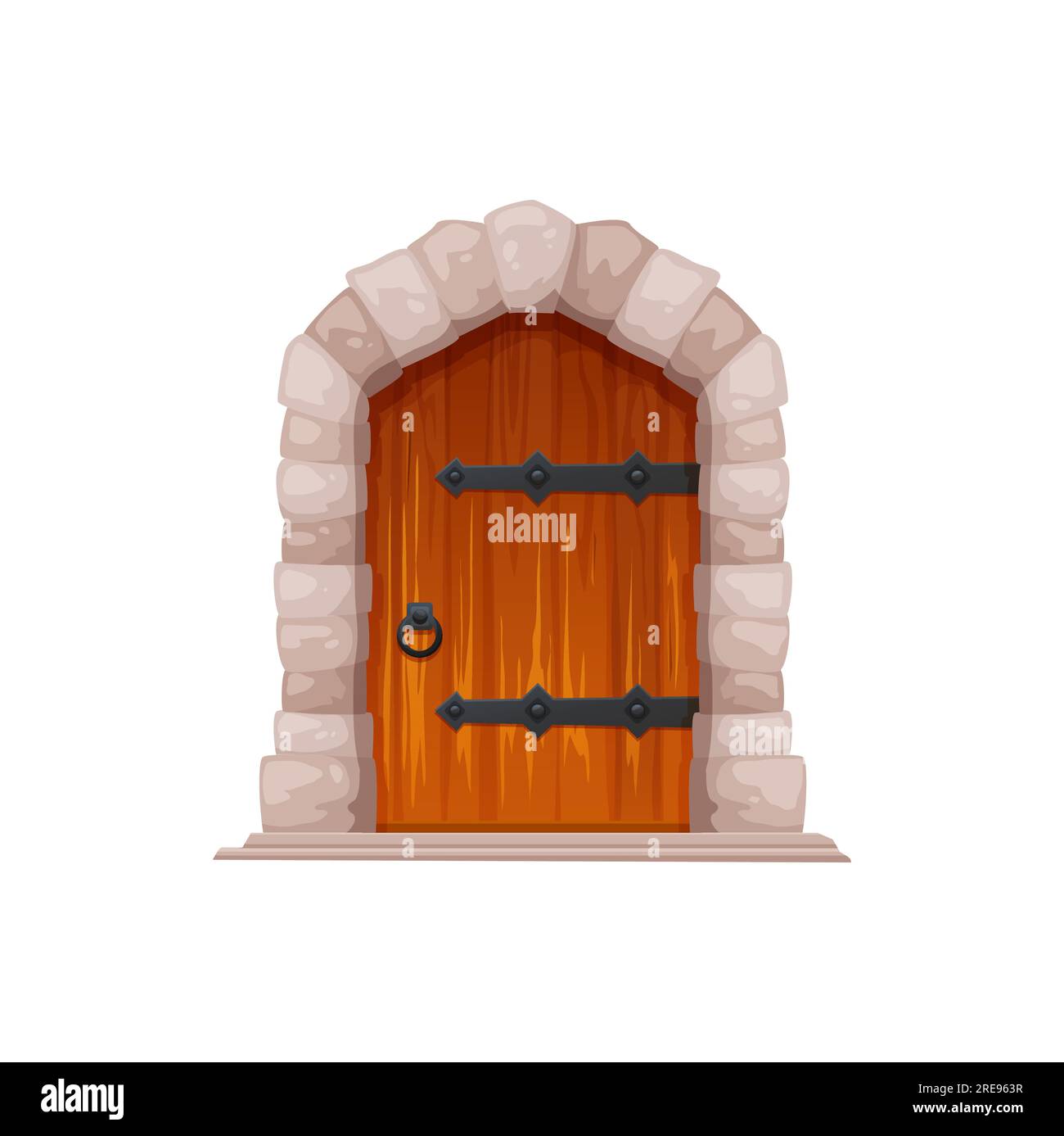 Cartoon medieval castle gate, dungeon wooden door. Ancient house doorway,  medieval historical building stone gate or European temple wooden isolated  vector door. Castle or fortress entrance Stock Vector Image & Art -