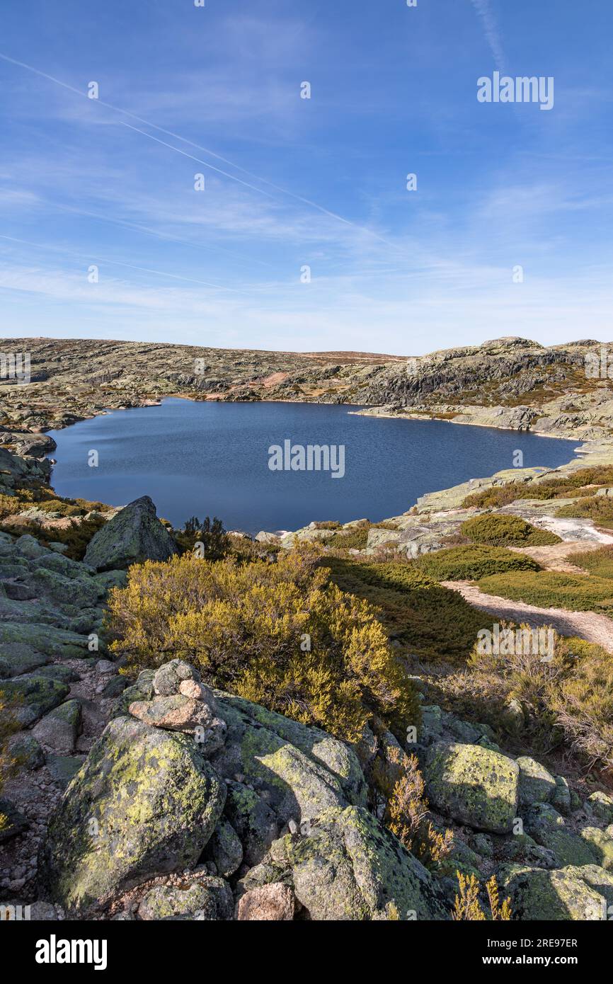 Breathtaking mountain views from a hiking adventure in Serra da Estrela Nature Park, Portugal Stock Photo