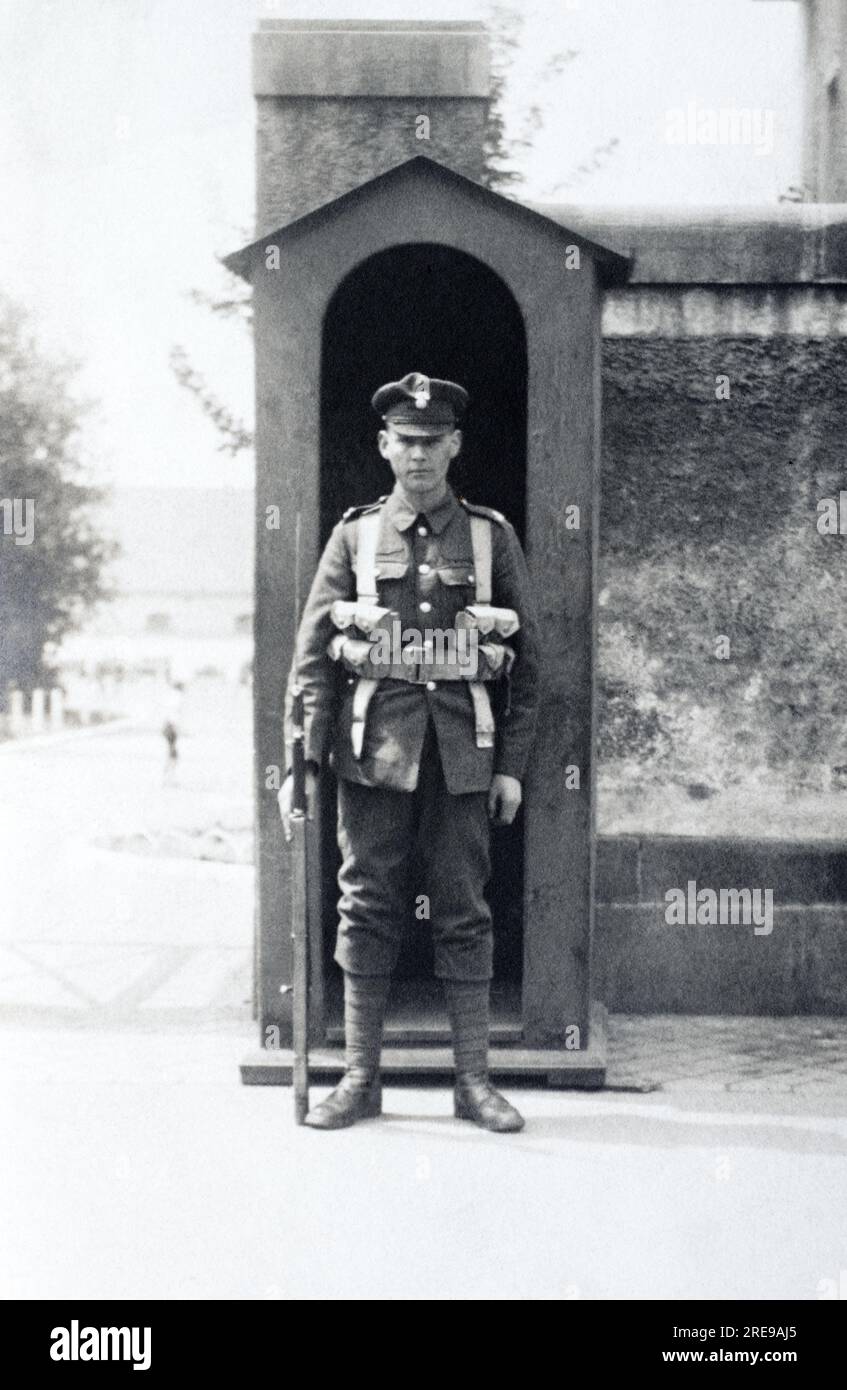 A British army soldier on sentry duty as part of the British Army of