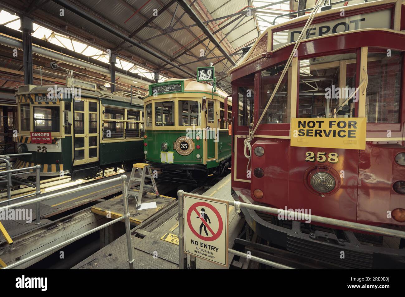 Bendigo, Victoria, Australia - Bendigo tramways depot, maintenance area Stock Photo
