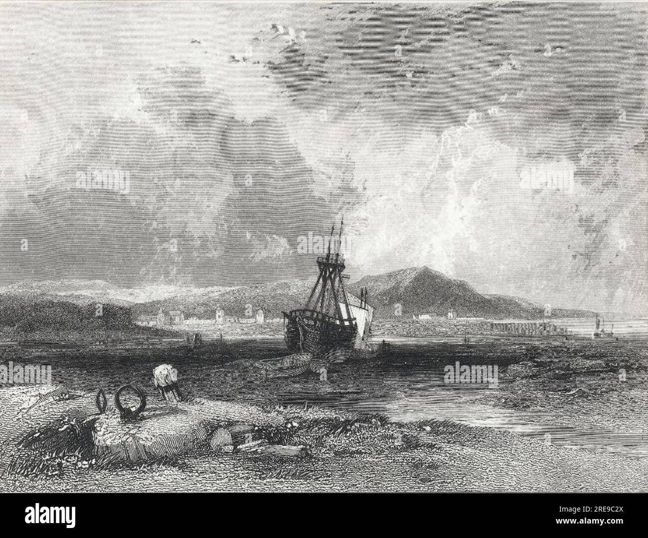 Swansea harbour circa 1833 by Robert Brandard Stock Photo