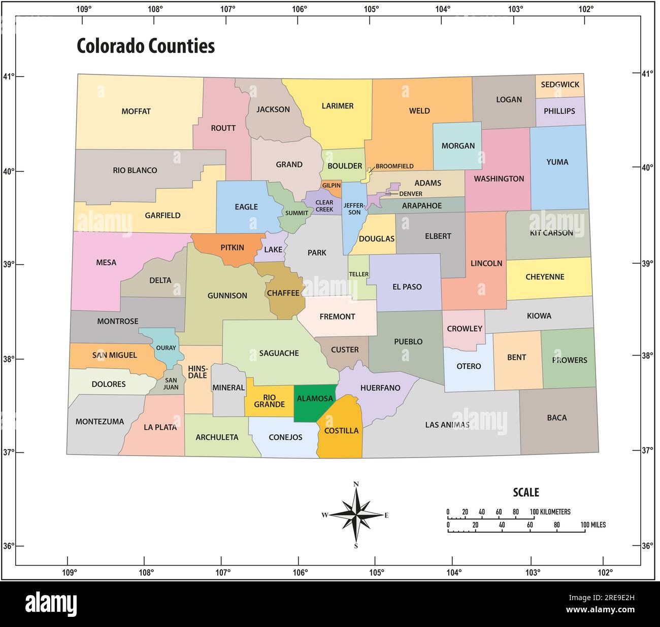 Colorado State Map With Counties And Cities