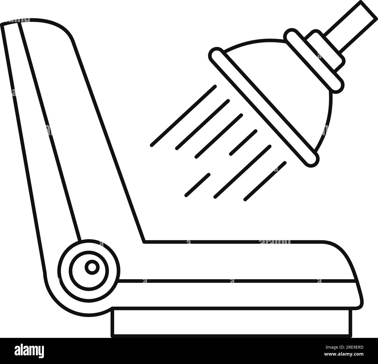 a black and white image of a shower head and a shower hose Stock Vector
