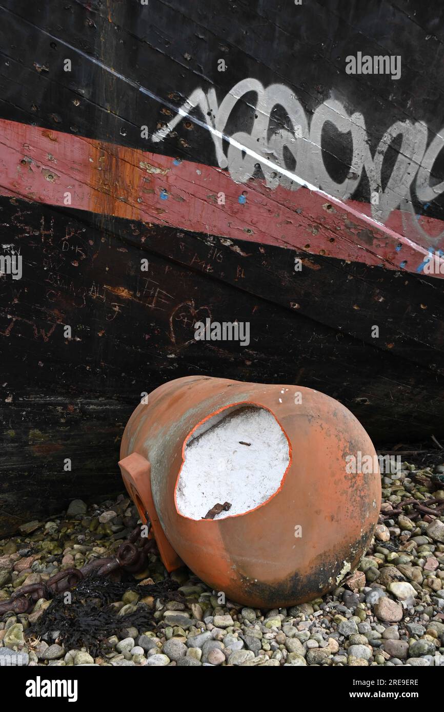 marine litter exposed ocean polystyrene balls inside float from