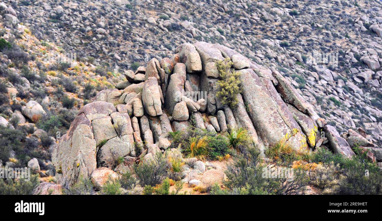 On Tram ride up the Sandia Mountains, boulder clusters sit like giant ...