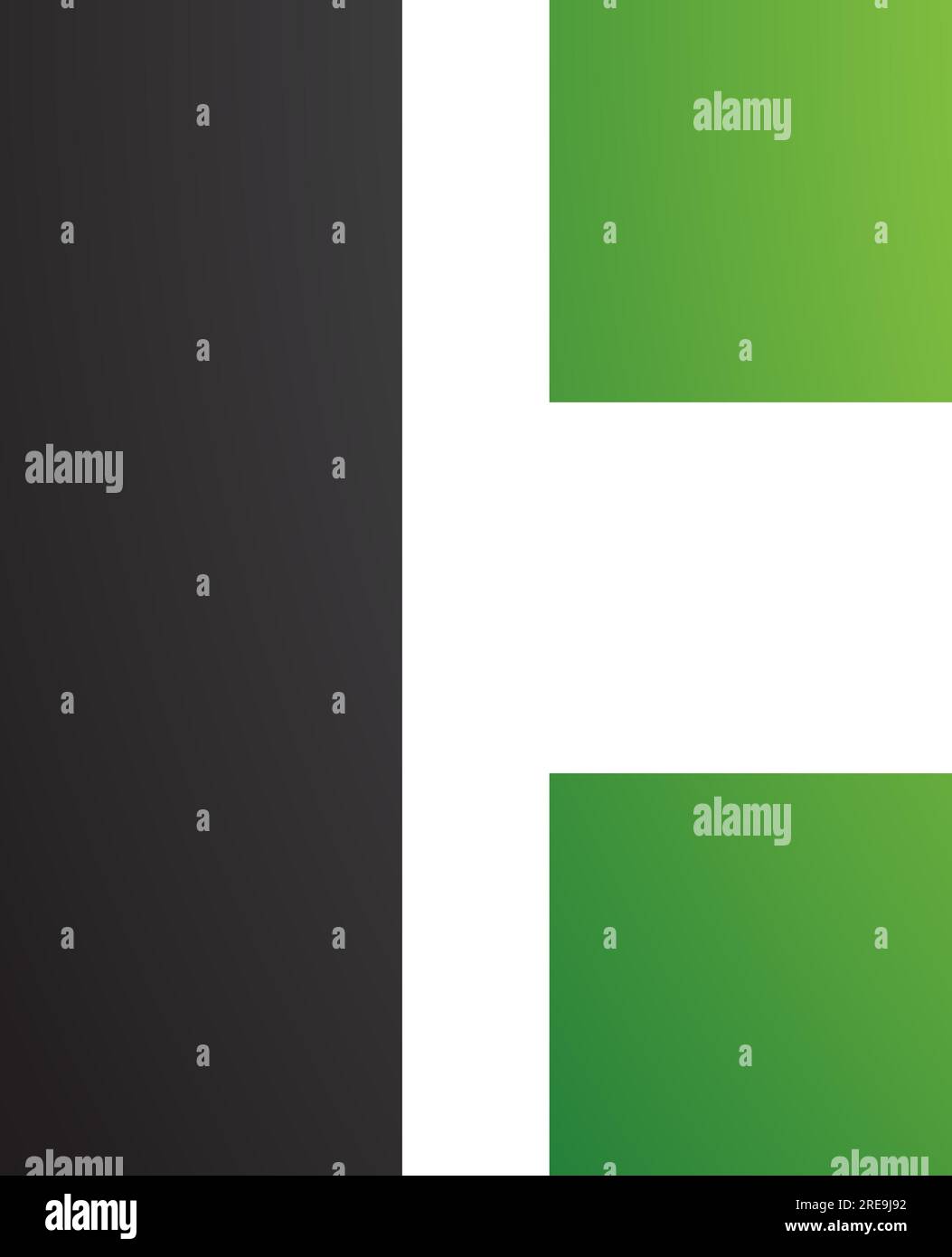 Black and Green Rectangular Letter C Icon on a White Background Stock Vector