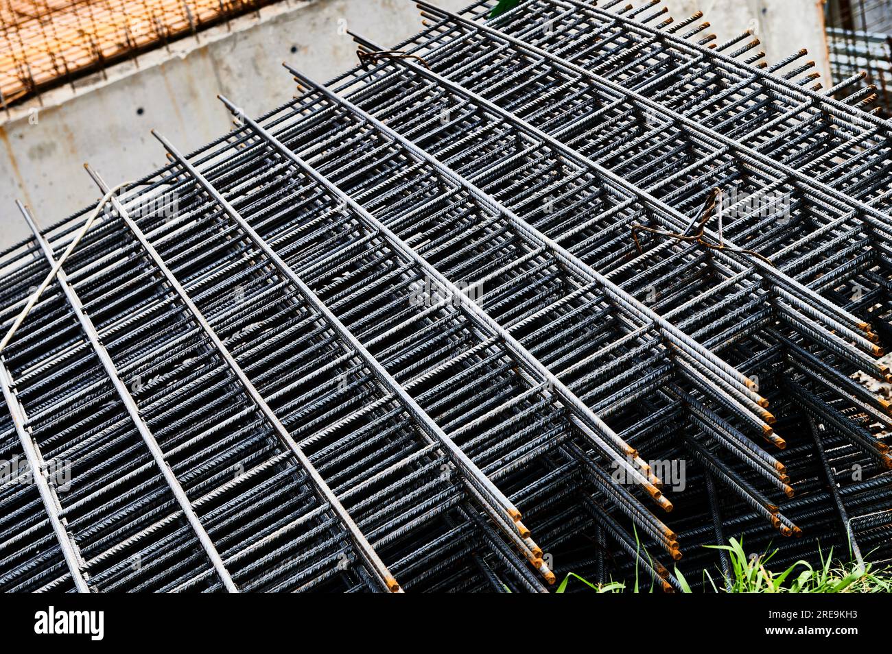 Stacked iron structures for construction Stock Photo Alamy
