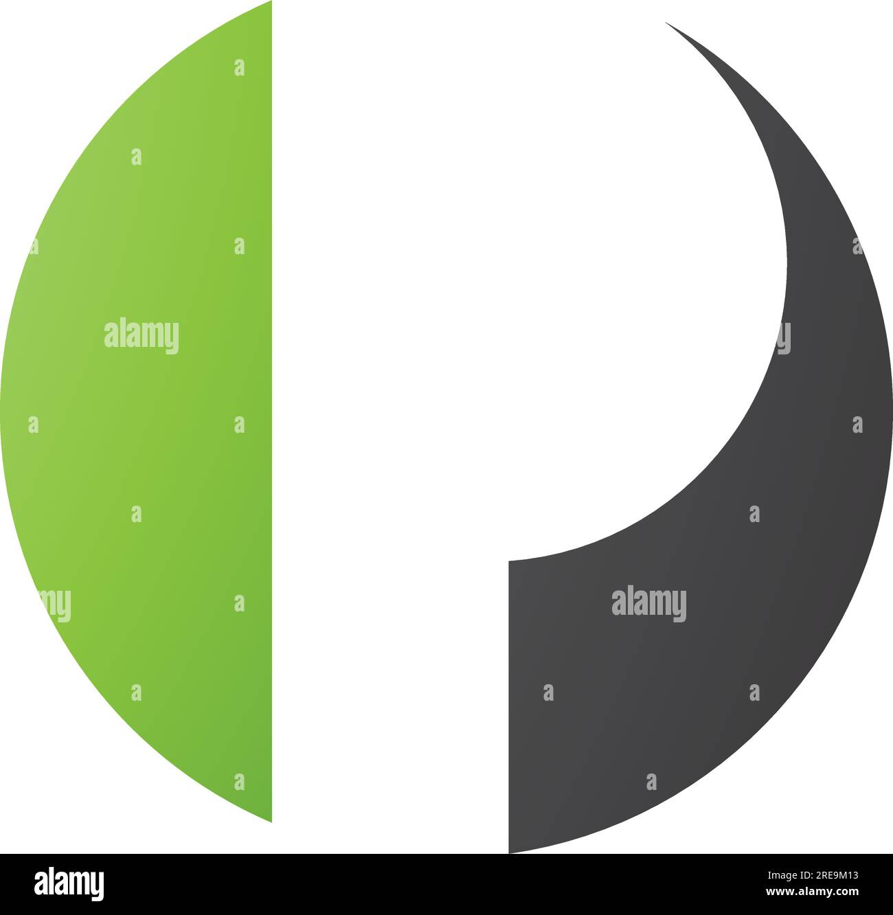 Green and Black Circle Shaped Letter P Icon on a White Background Stock ...