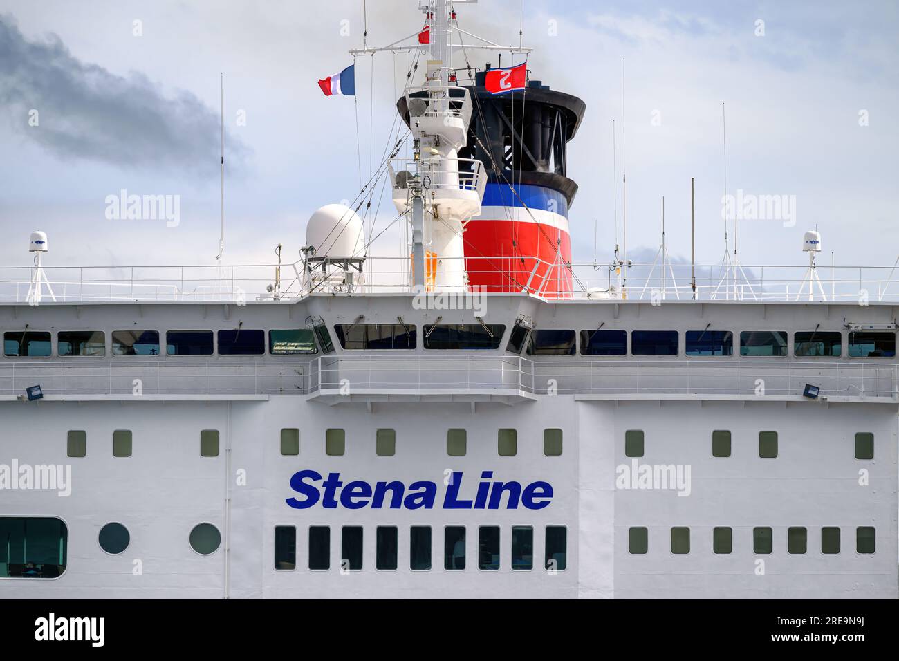 A detail view of the bridge of the Stena Line cross-Channel ferry Stena Vision. Stock Photo
