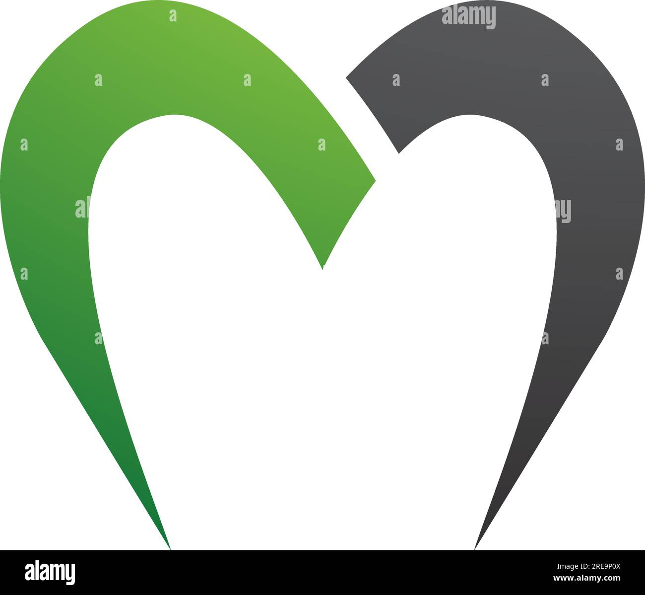 Green and Black Parachute Shaped Letter M Icon on a White Background ...