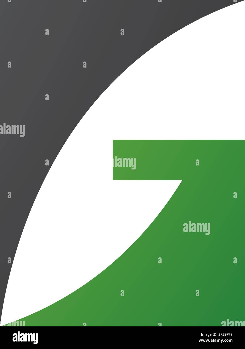 Green and Black Rectangular Letter G Icon on a White Background Stock Vector