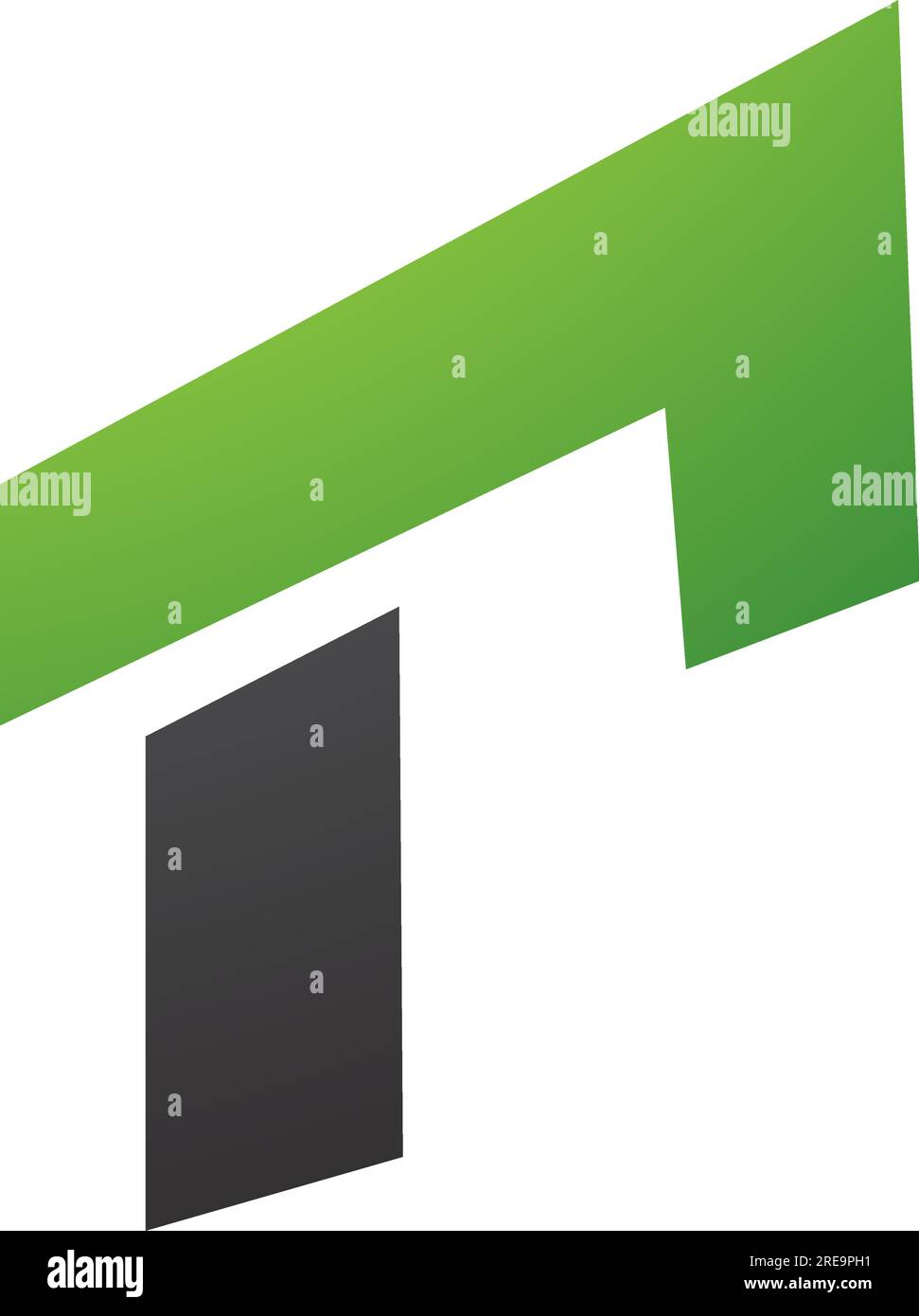 Green and Black Rectangular Letter R Icon on a White Background Stock ...