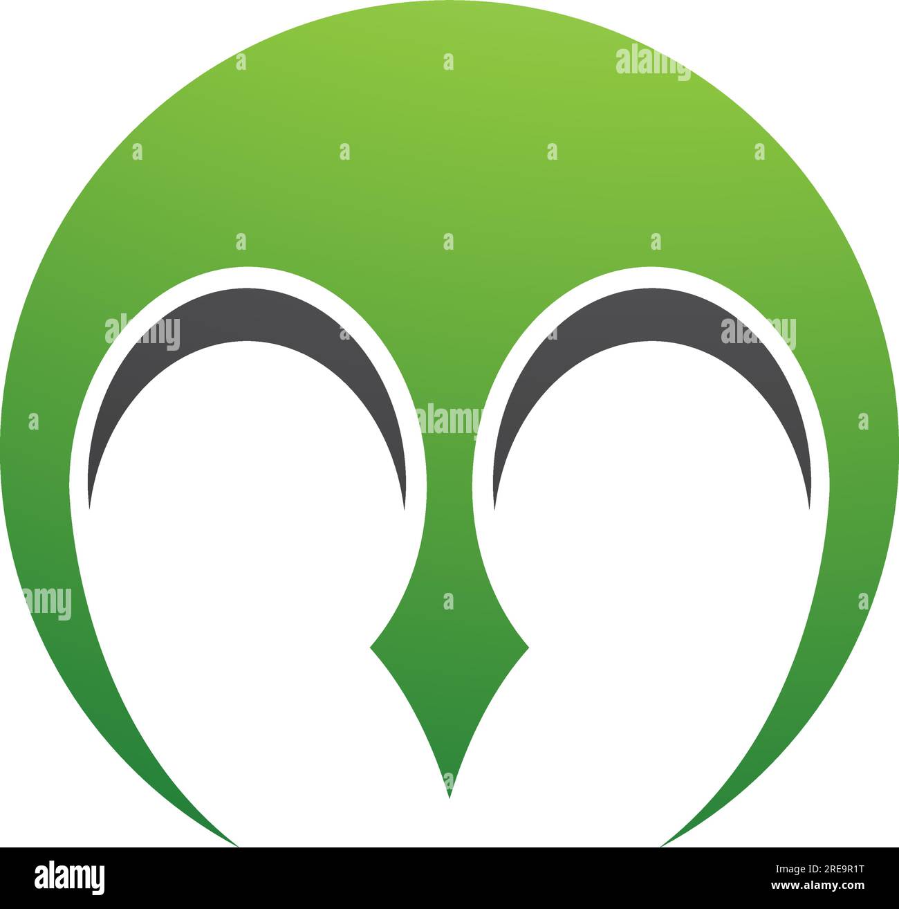 Green and Black Round Letter M Icon with Pointy Tips on a White ...