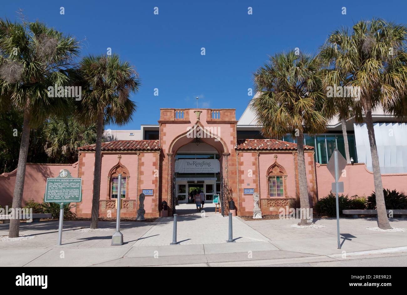 Cadzan or Ca' d'Zan [House of John] entrance to John & Mable Ringling Museum of Art Estate grounds in Sarasota, Florida, United States. Stock Photo
