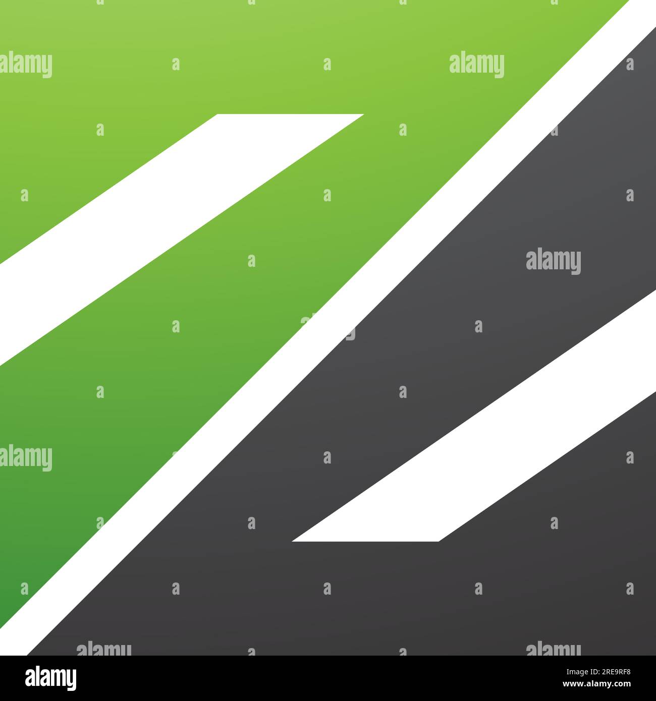 Green and Black Triangular Square Shaped Letter Z Icon on a White Background Stock Vector