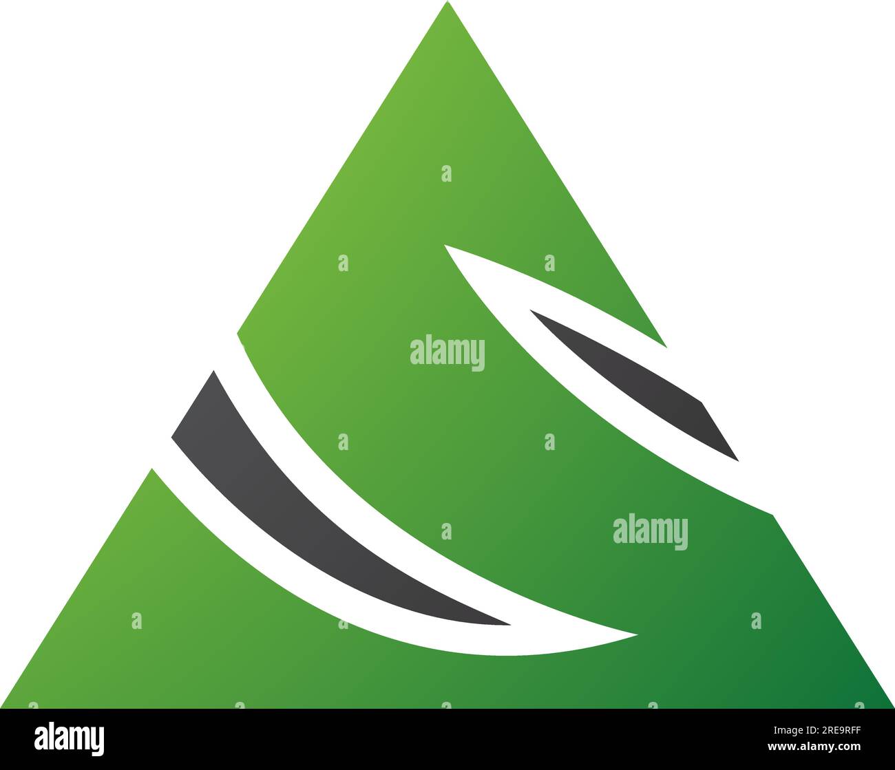 Green and Black Triangle Shaped Letter S Icon on a White Background Stock Vector