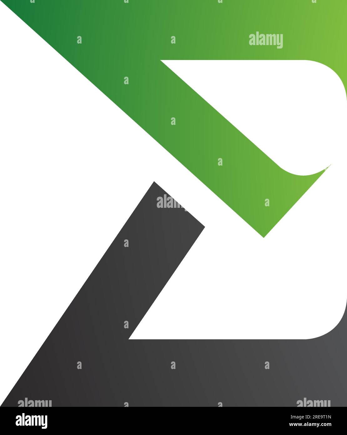 Green and Black Sharp Elegant Letter E Icon on a White Background Stock Vector
