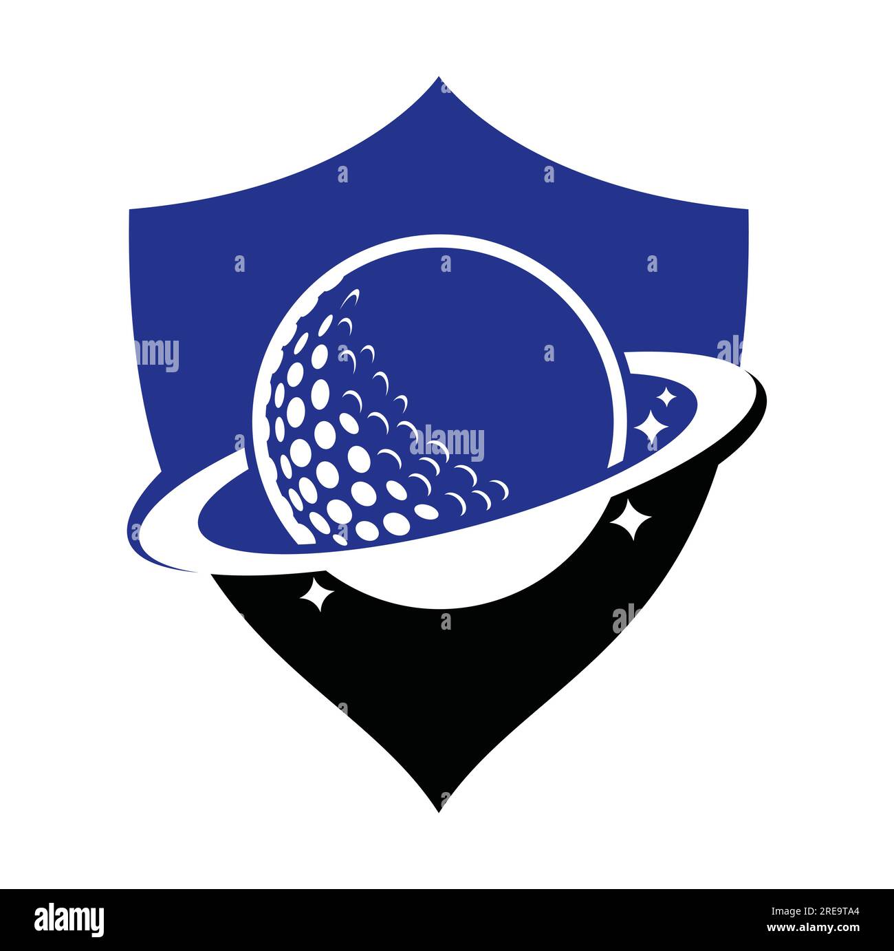 Planet golf and cloud shape vector logo design. Golf ball and planet vector logo design template. Stock Vector