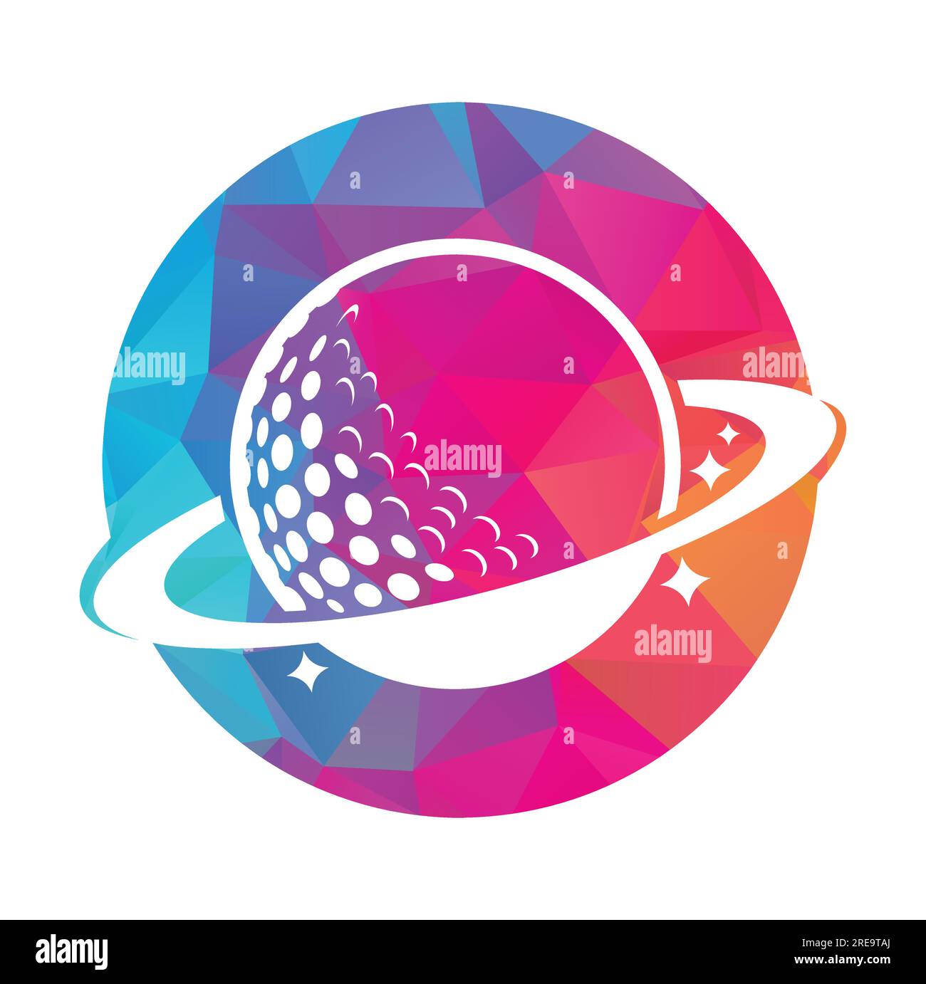 Planet golf and cloud shape vector logo design. Golf ball and planet vector logo design template. Stock Vector