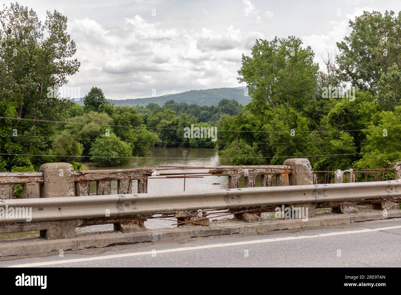 An aging bridge over the Waits River is seen in Bradford, Vermont. U.S. President Joe Biden has pledged billions for infrastructure renewal Stock Photo