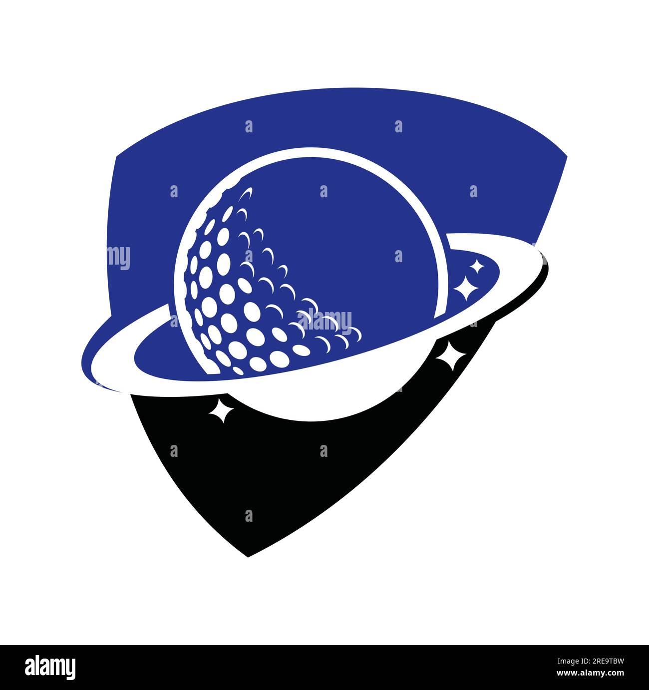 Planet golf and cloud shape vector logo design. Golf ball and planet vector logo design template. Stock Vector