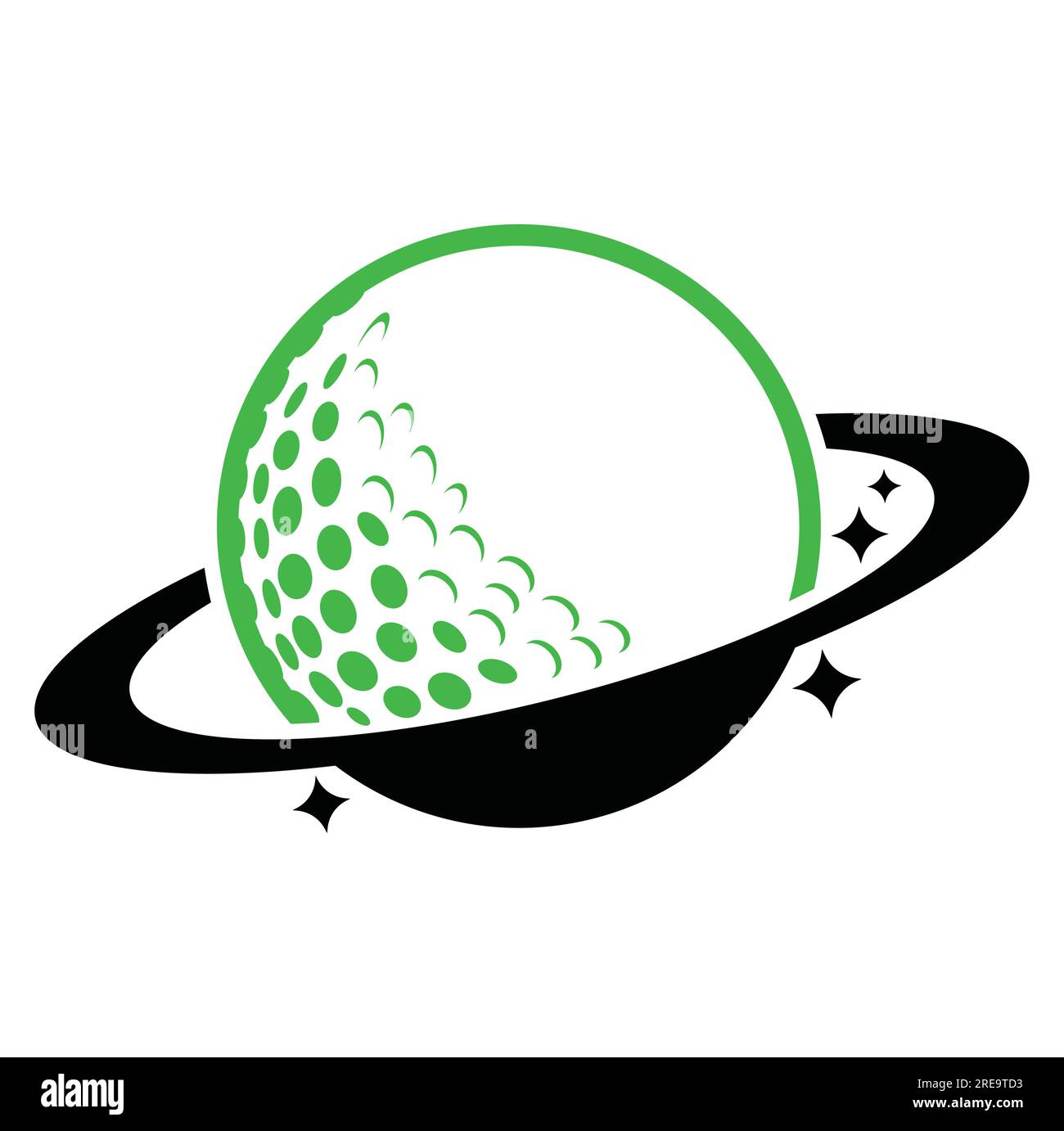 Planet golf and cloud shape vector logo design. Golf ball and planet vector logo design template. Stock Vector