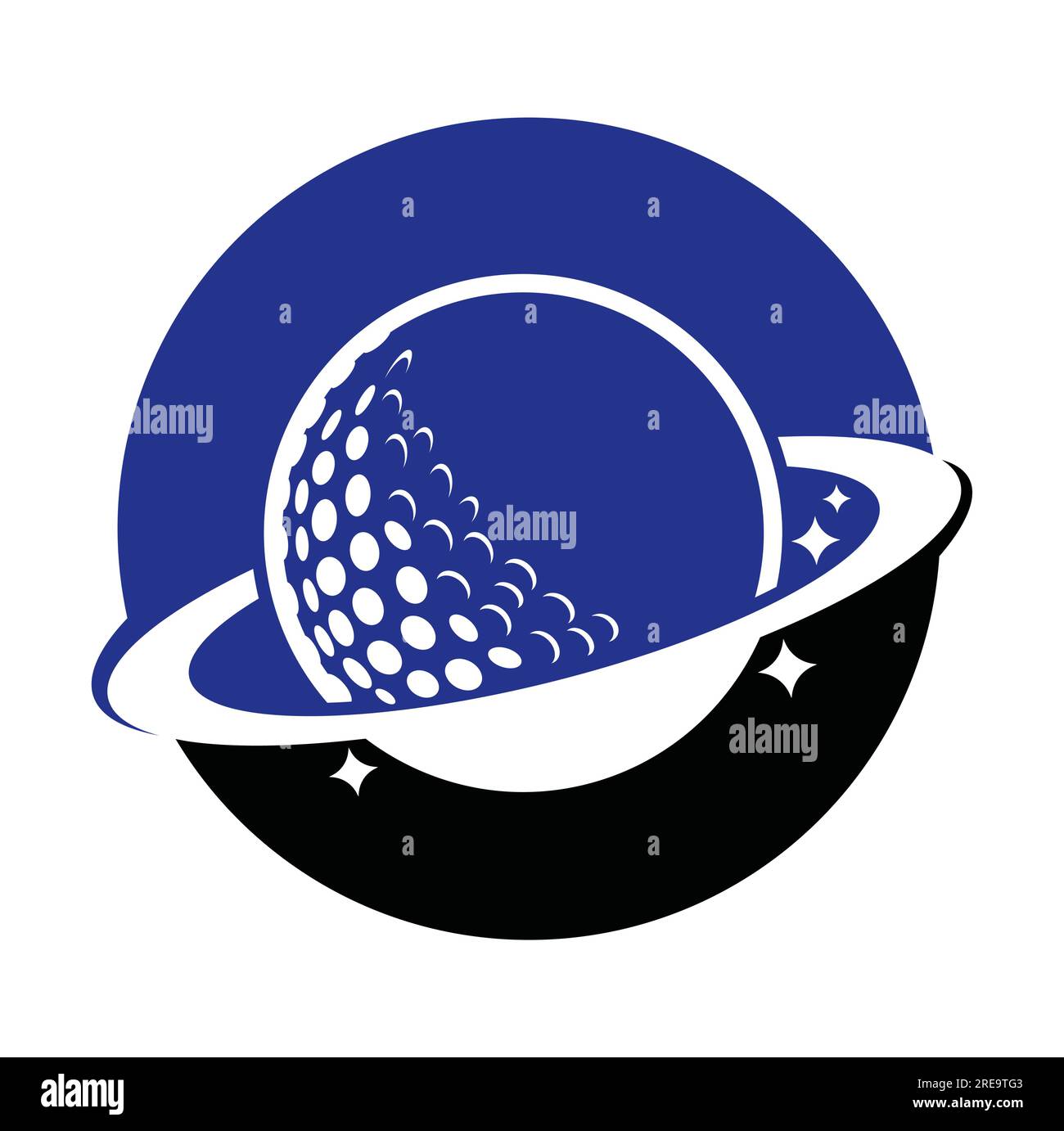 Planet golf and cloud shape vector logo design. Golf ball and planet vector logo design template. Stock Vector