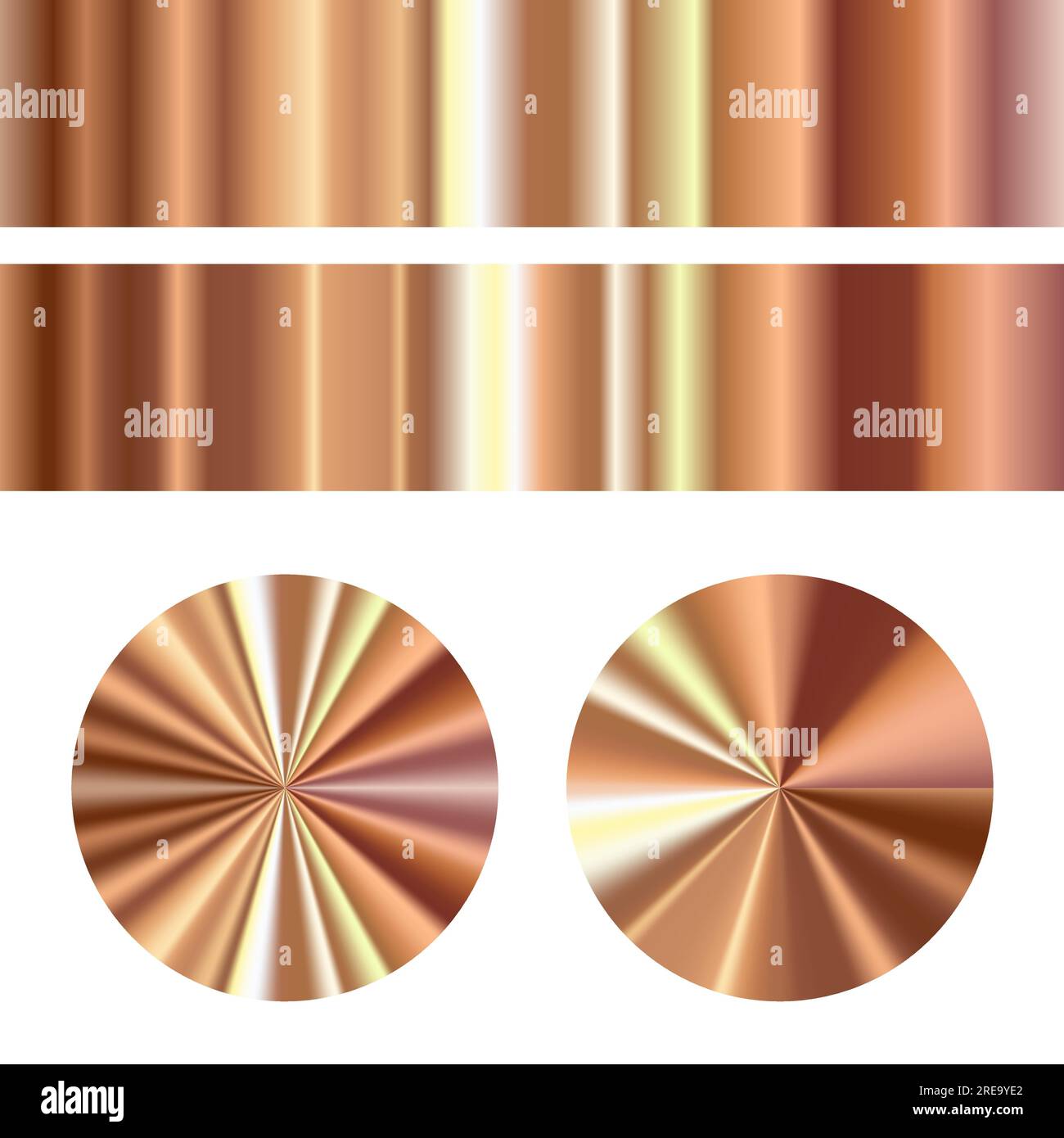 Conical Metal Gradient Collection of Golden Circles Stock Vector