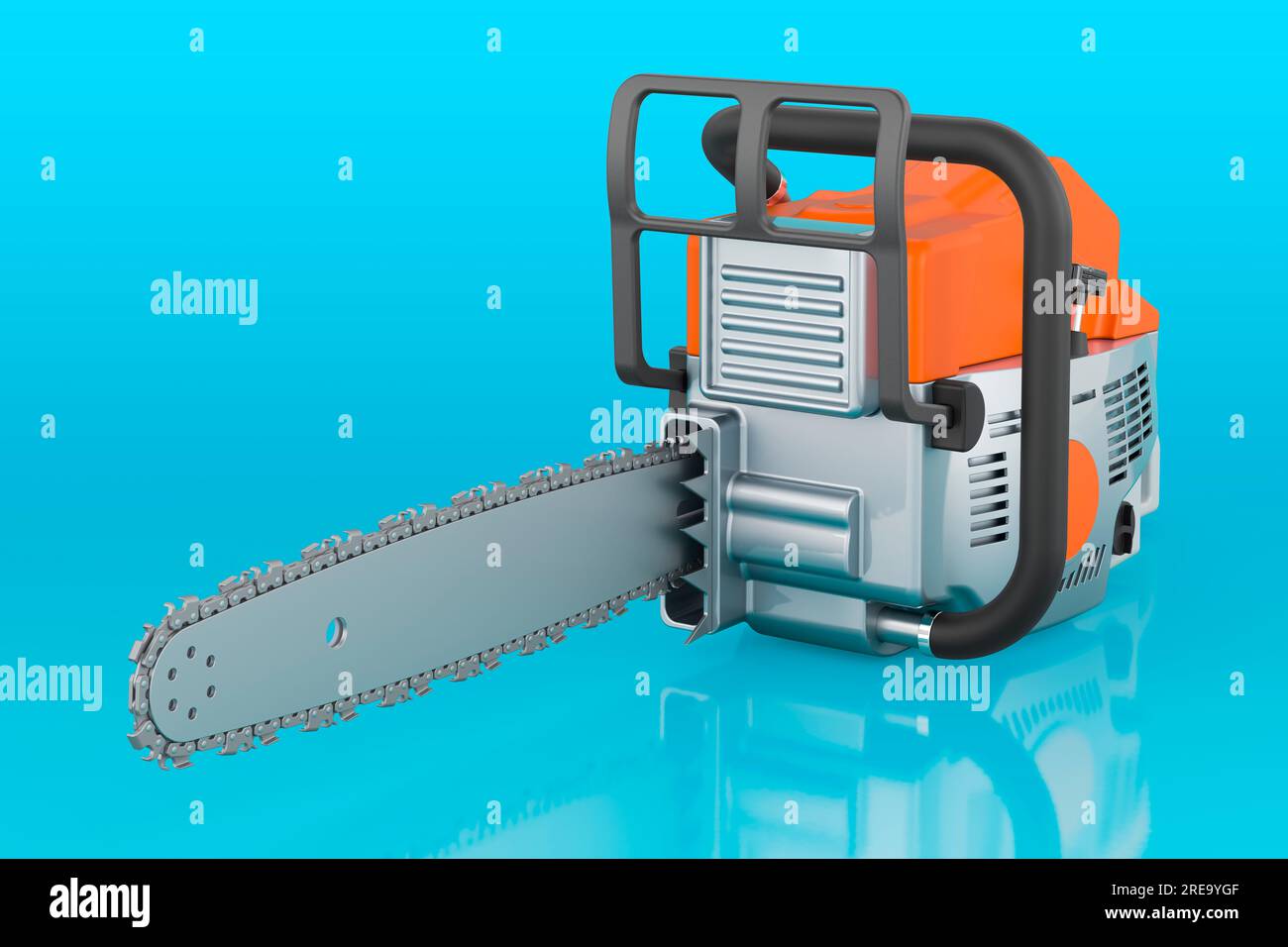Chainsaw on blue background hi-res stock photography and images - Alamy