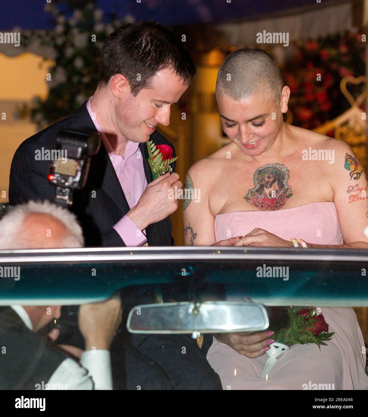 Sinead O'Connor marries Barry Herridge on her 45th Birthday at 'A Little White Wedding Chapel' drive-thru in Las Vegas, NV on December 8, 2011. Erik Kabik/MediaPunch. Stock Photo