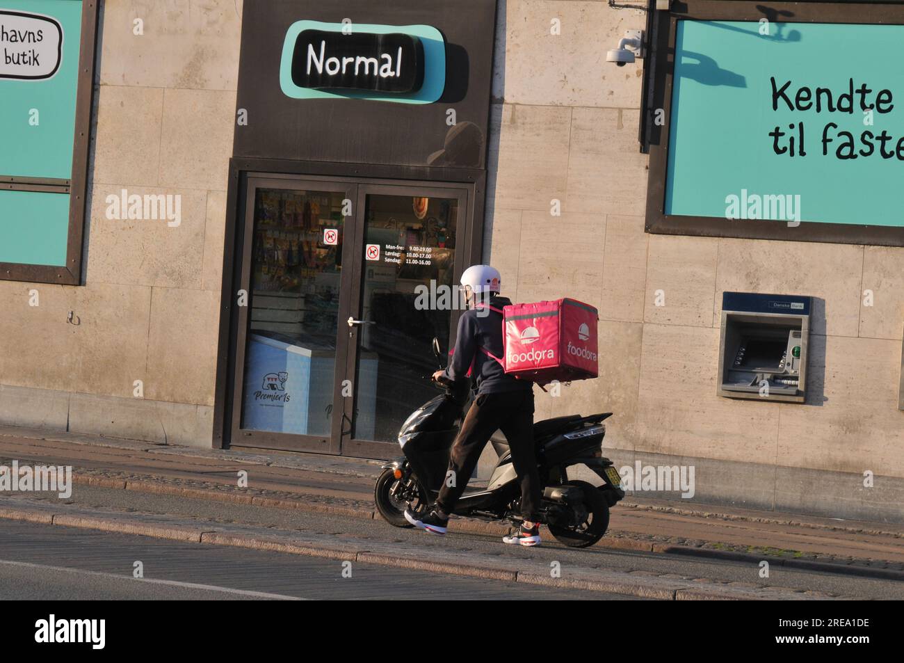 25 July 2023/Foodora food deliverly motor biker person in danish