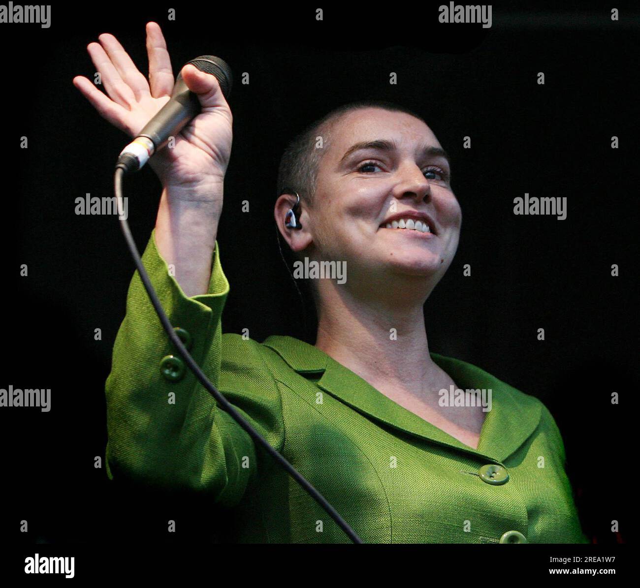 File photo dated 25/5/2008 of Sinead O'Connor takes to the stage for the finale of the Africa Day celebrations at Dublin Castle. Taoiseach Leo Varadkar has paid tribute to O'Connor after her death at the age of 56, saying: "Her music was loved around the world and her talent was unmatched and beyond compare." Issue date: Wednesday July 26, 2023. Stock Photo