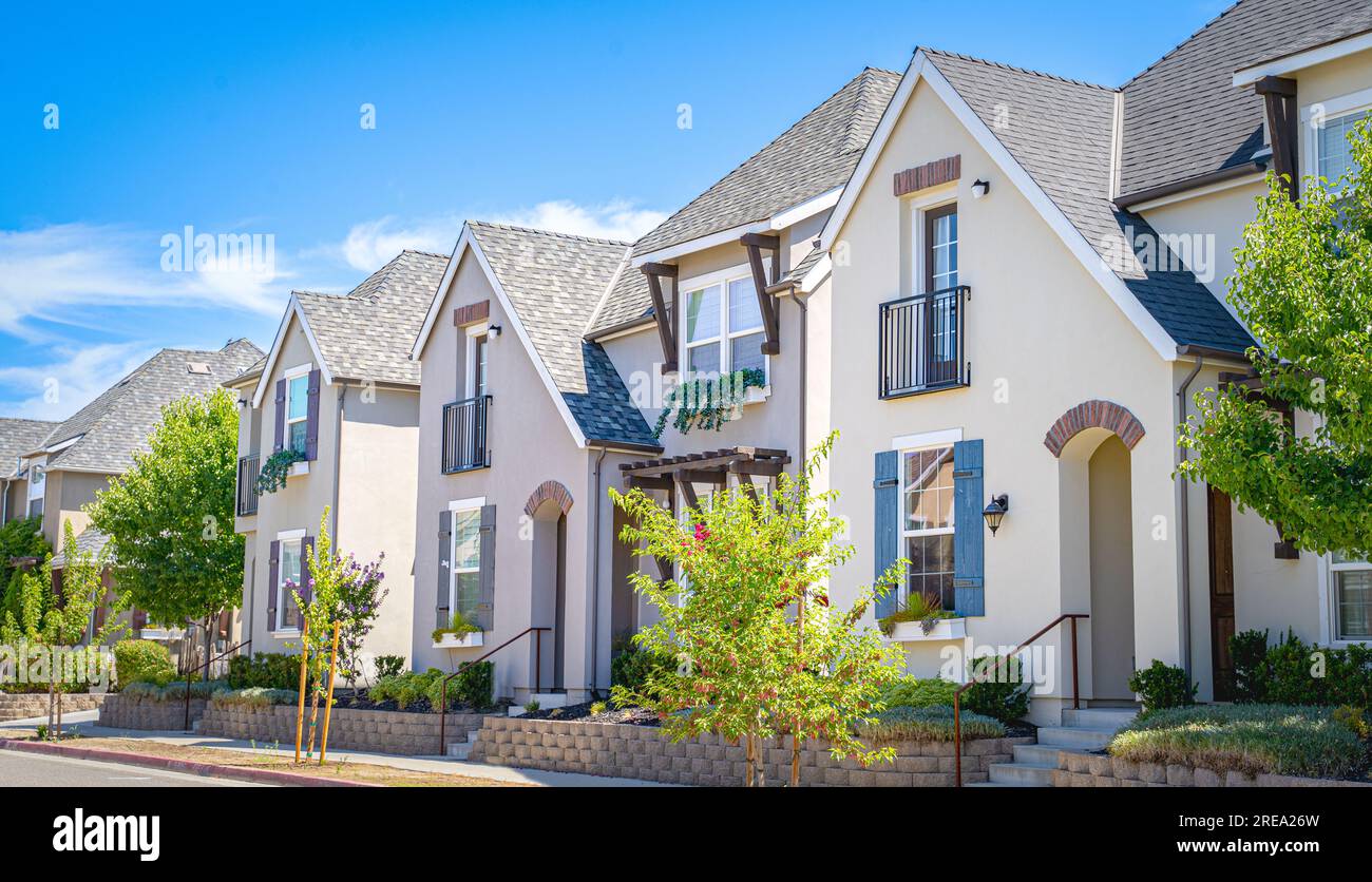 Row of single family homes in Northern California Stock Photo Alamy