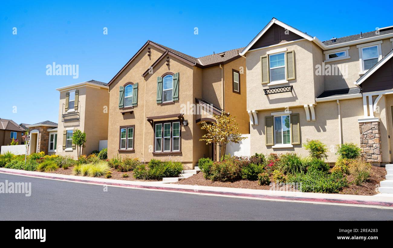 Town homes in Nothern California on a bright sunny day Stock Photo