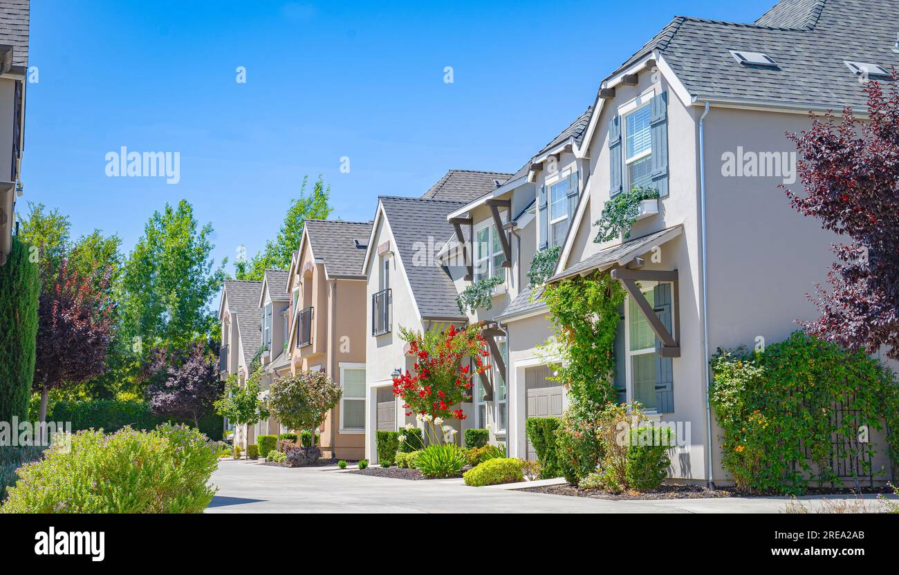 High density single family homes on a clear day Stock Photo