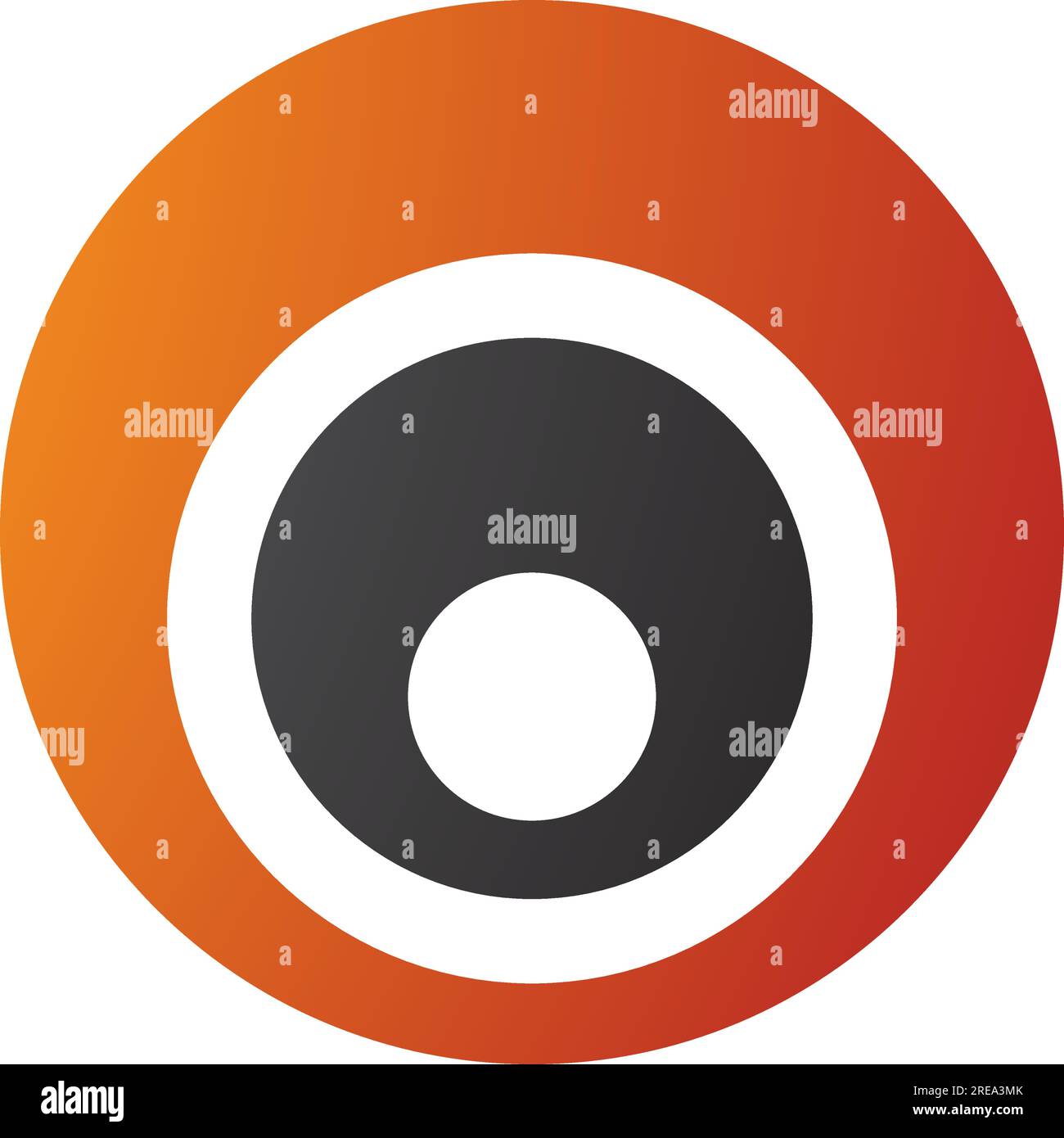 Orange and Black Letter O Icon with Nested Circles on a White ...