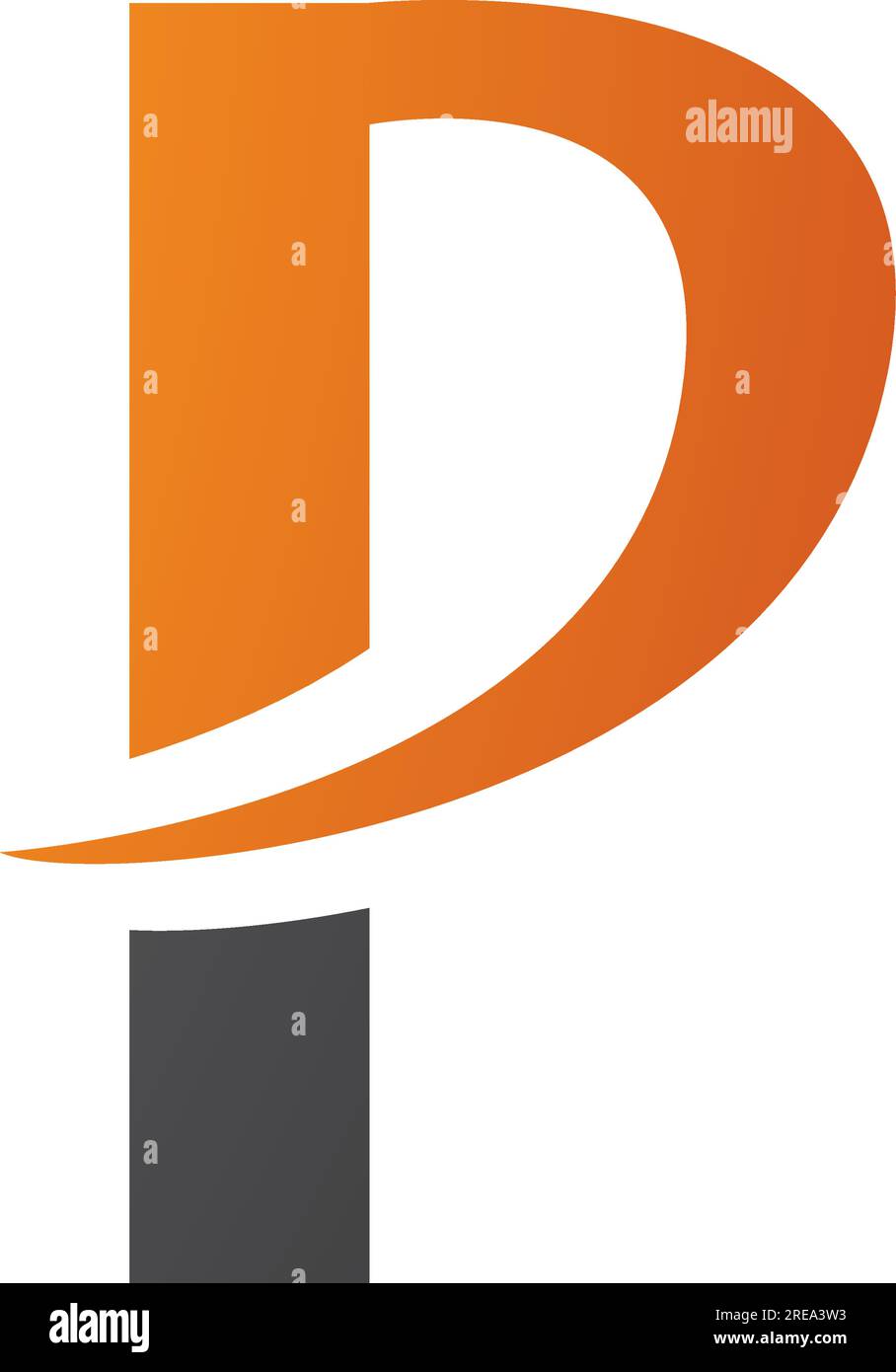 Orange and Black Letter P Icon with a Pointy Tip on a White Background ...