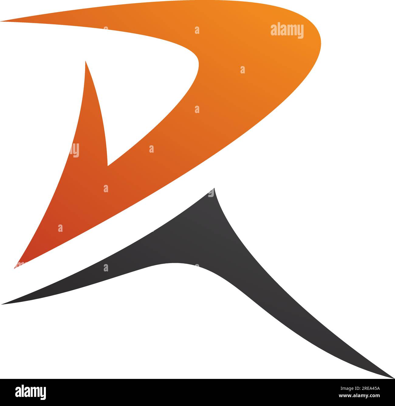 Orange and Black Pointy Tipped Letter R Icon on a White Background ...