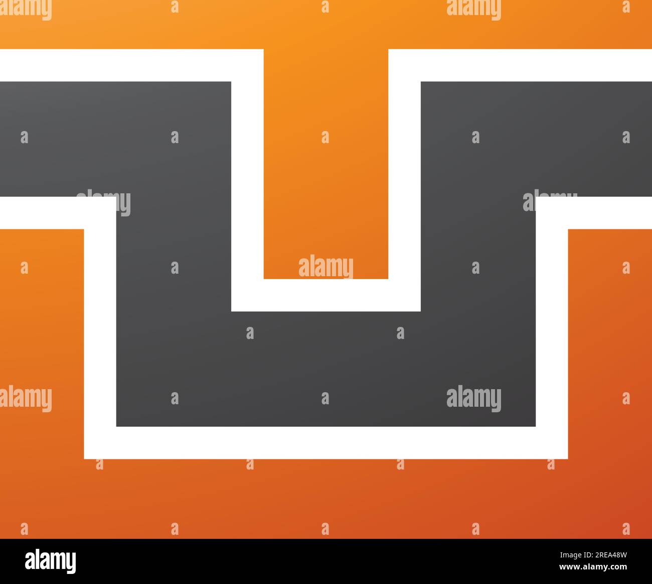 Orange and Black Rectangle Shaped Letter U Icon on a White Background ...