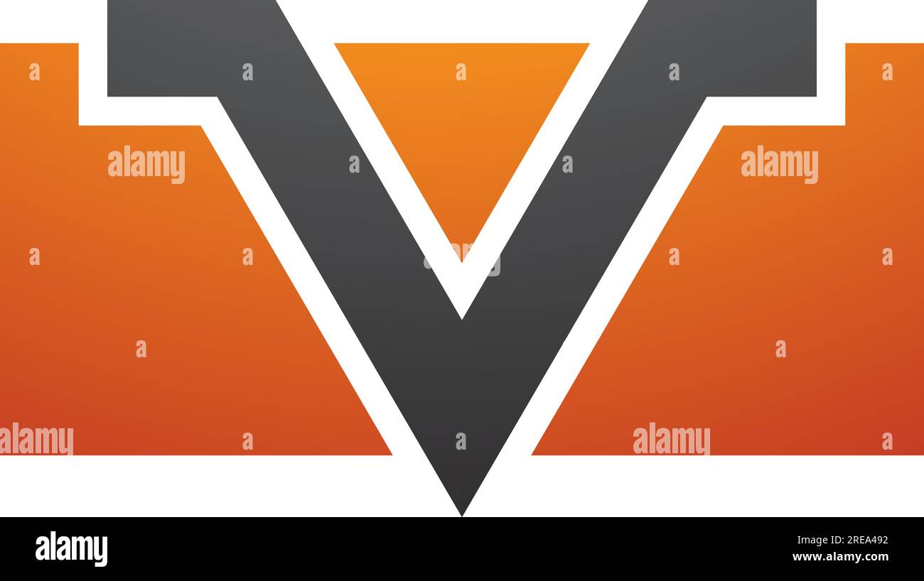 Orange and Black Rectangle Shaped Letter V Icon on a White Background ...