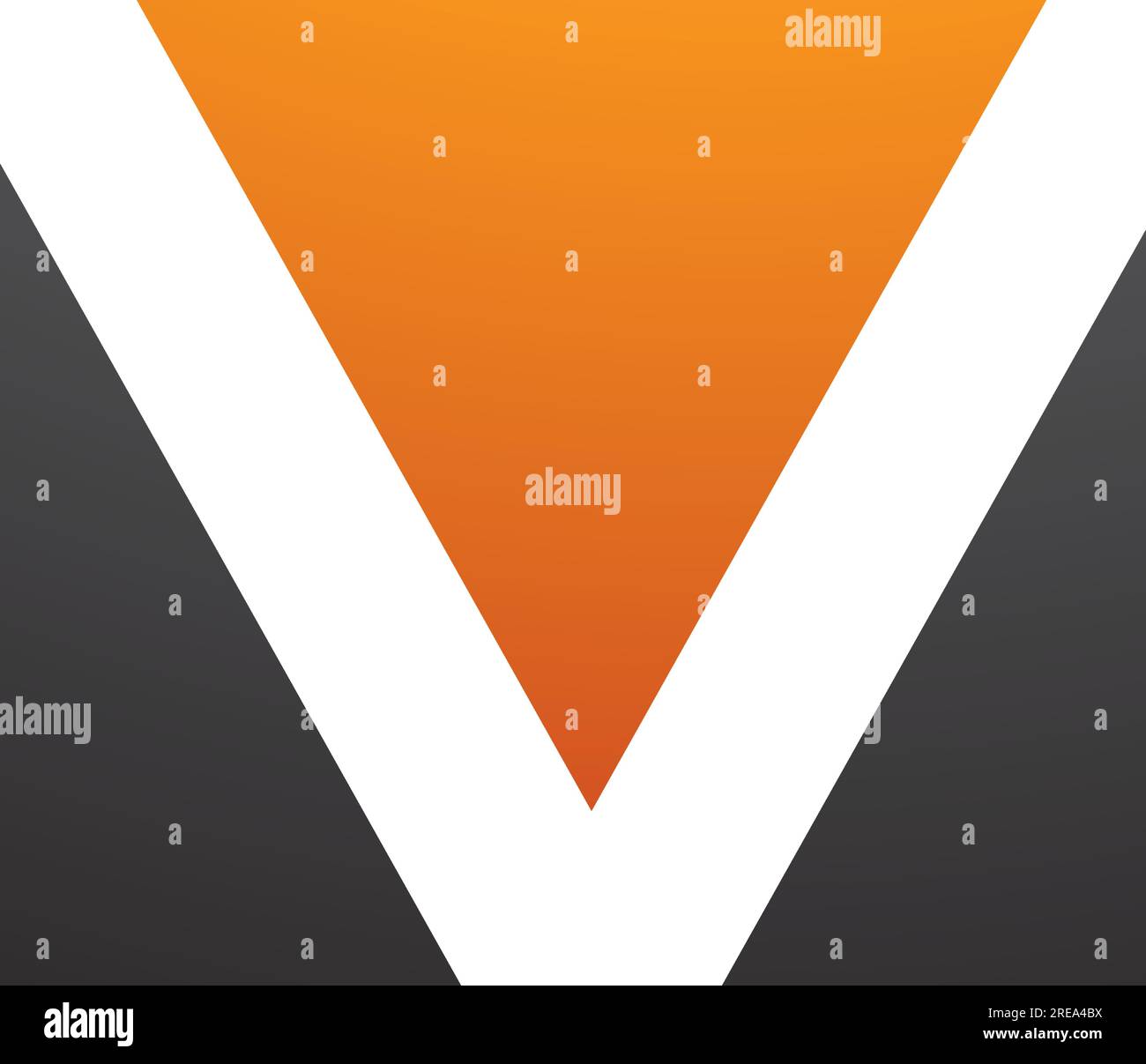 Orange and Black Rectangular Shaped Letter V Icon on a White Background ...