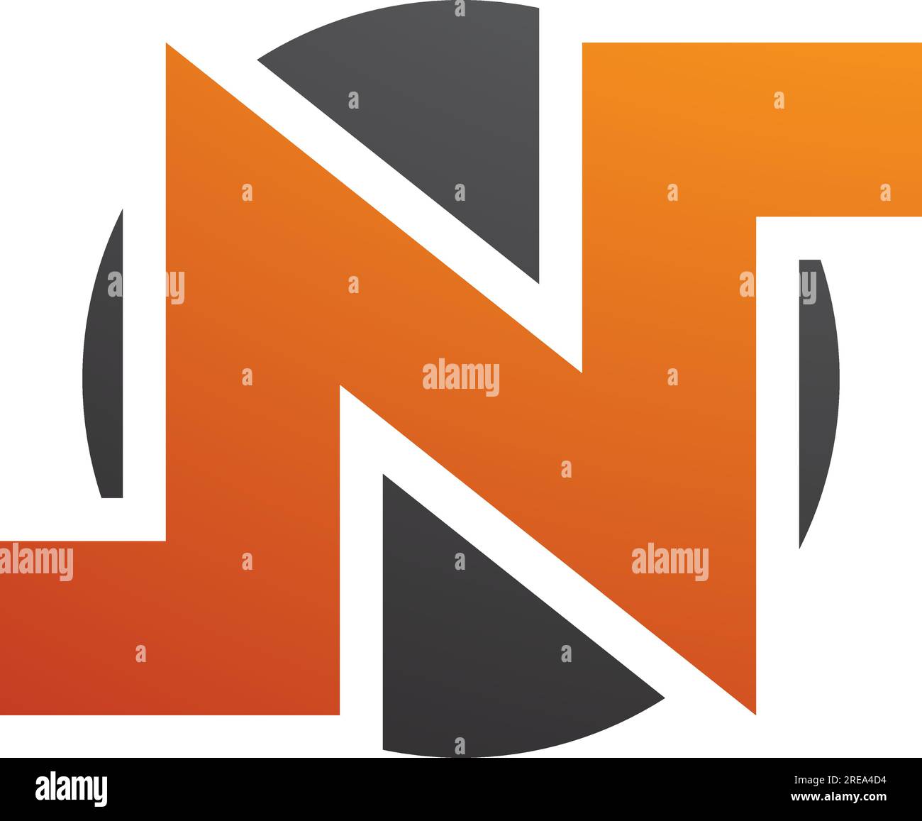 Orange and Black Round Bold Letter N Icon on a White Background Stock ...