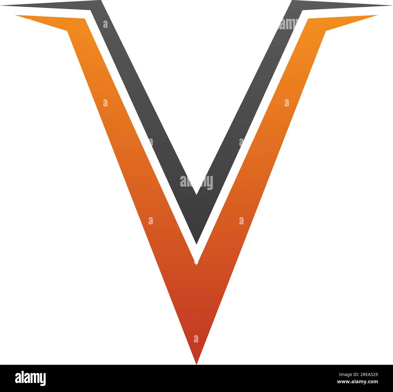Orange and Black Spiky Shaped Letter V Icon on a White Background Stock ...