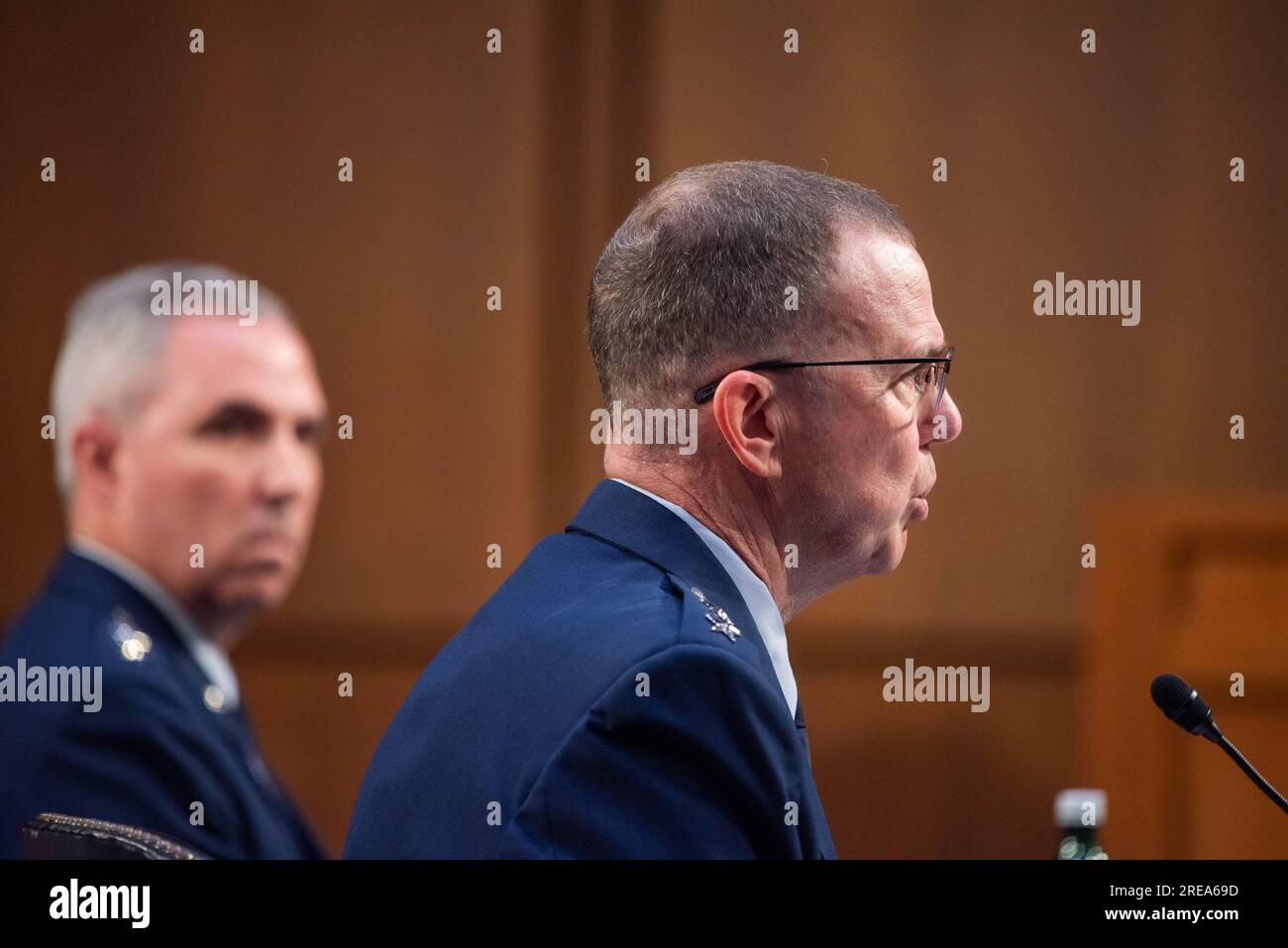 USAF General Gregory Guillot at Senate Armed Services Hearing to examine the nominations of Lieutenant General Gregory M. Guillot, USAF, to be general and Commander, United States Northern Command/Commander, North American Aerospace Defense Command, and Lieutenant General Stephen N. Whiting, USSF, to be general and Commander, United States Space Command, both of the Department of Defense. Credit: Annabelle Gordon/CNP /MediaPunch Stock Photo