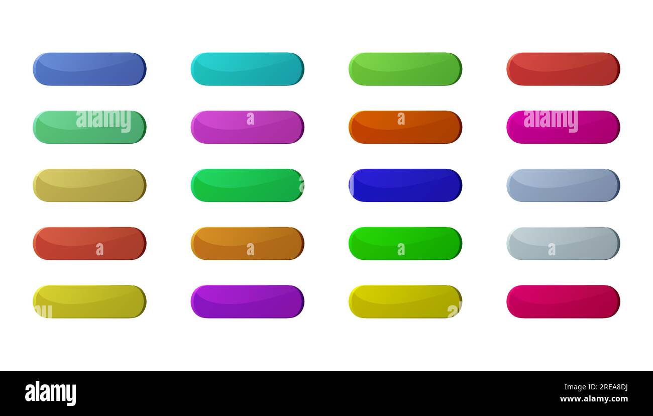 Set of colorful glossy buttons. Vector illustration isolated on a white ...