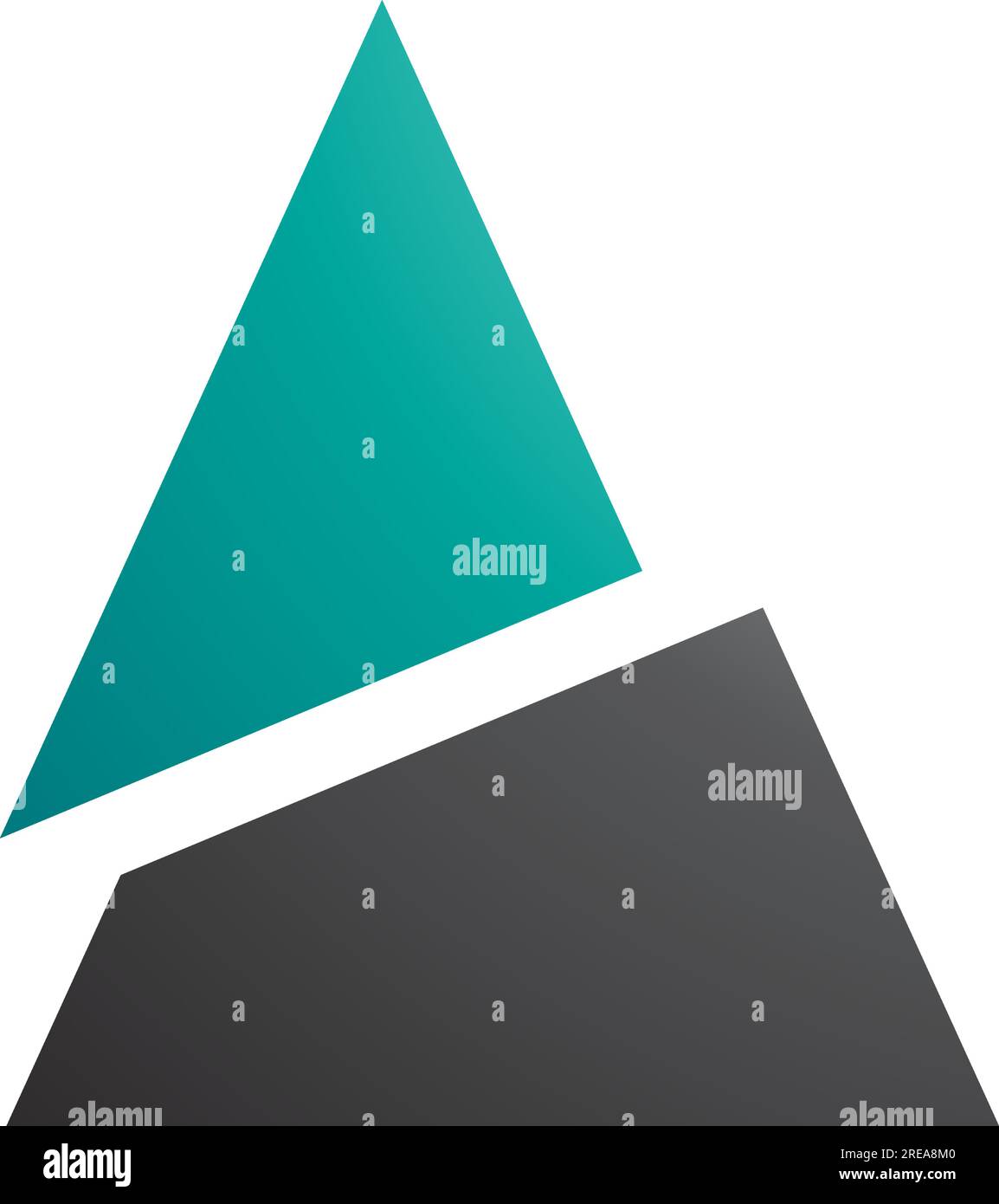 Green and Black Split Triangle Shaped Letter A Icon on a White Background Stock Vector