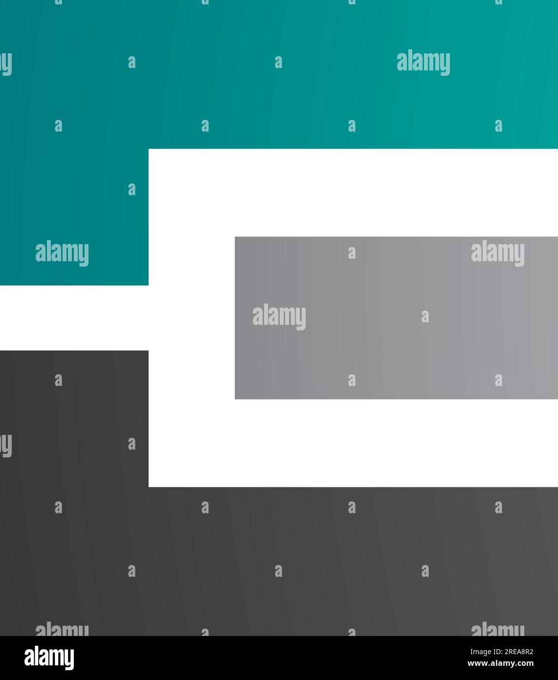 Black Green and Grey Rectangular Letter E Icon on a White Background Stock Vector