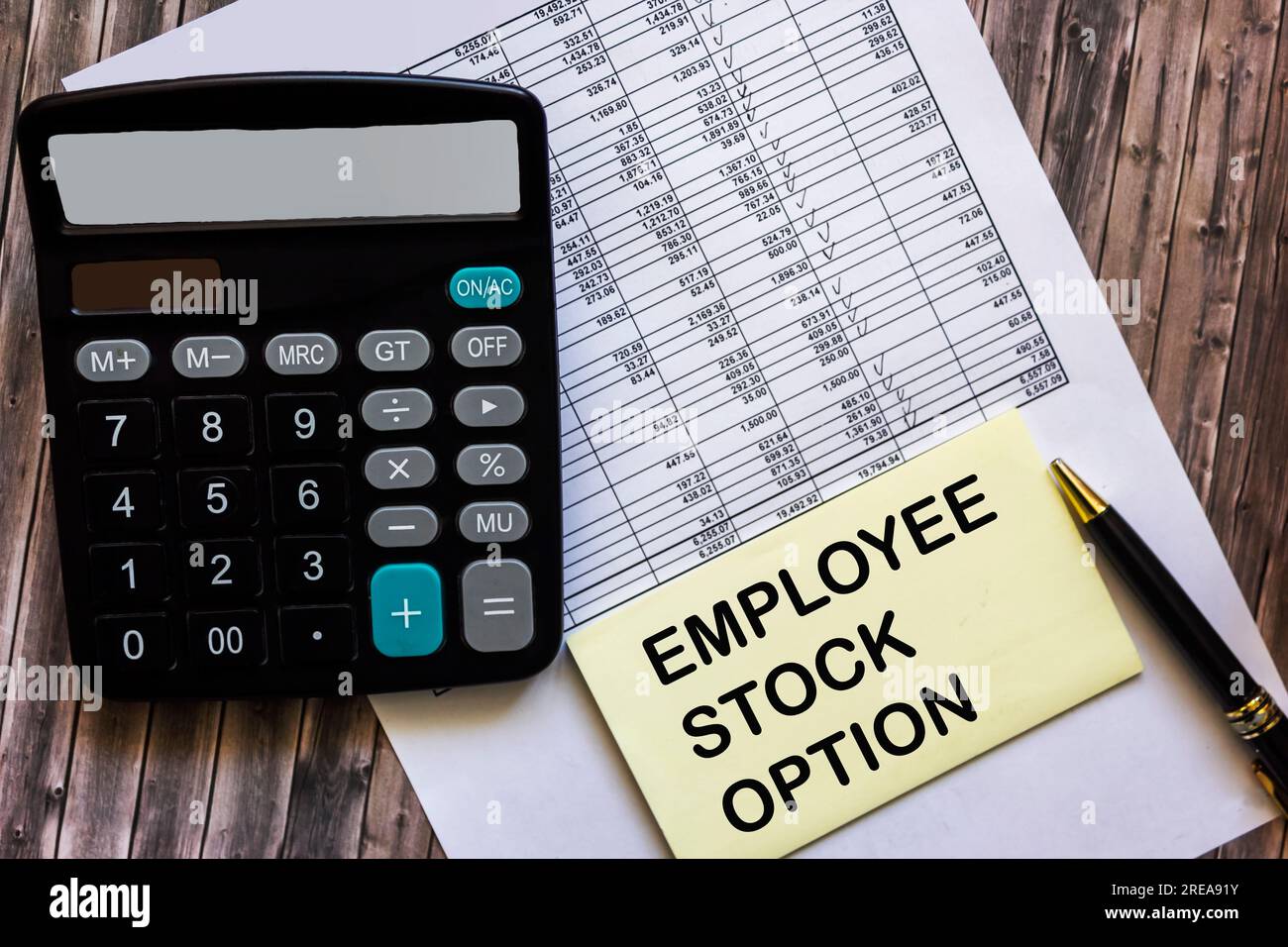 Sticker with the words Share option for employees. business concept Stock Photo