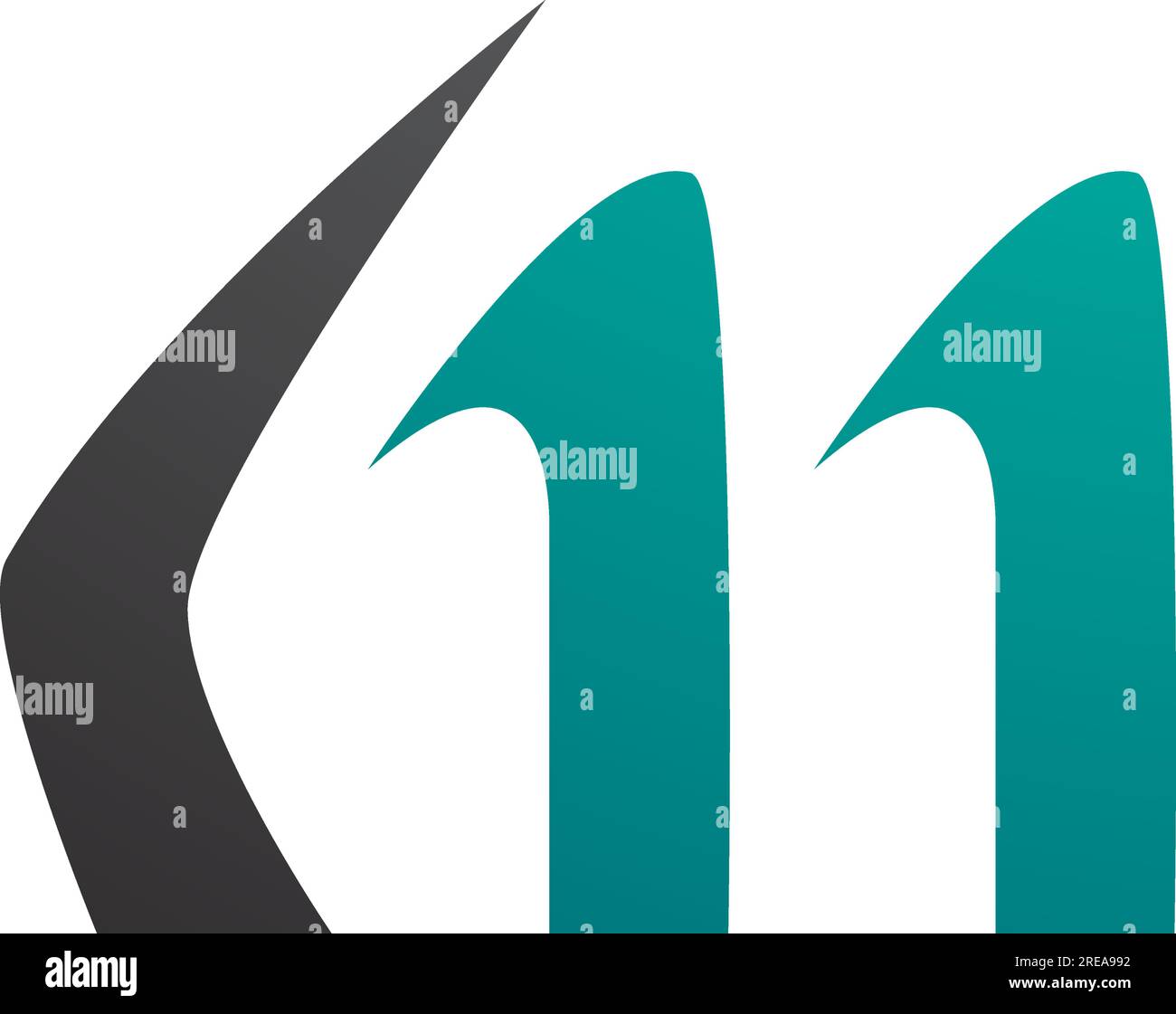 Persian Green and Black Horn Shaped Letter M Icon on a White Background ...