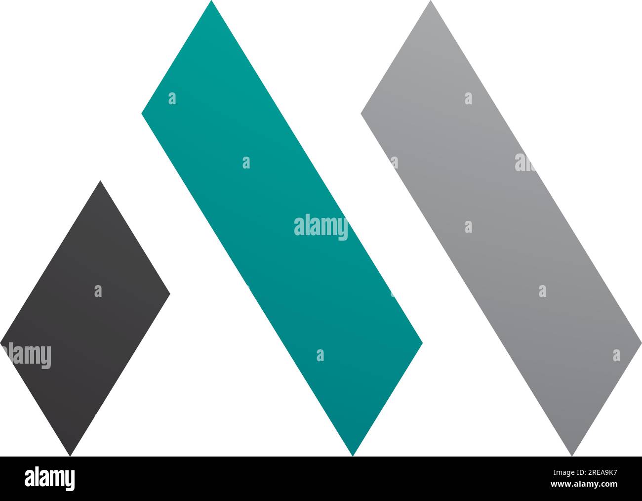 Persian Green and Black Letter M Icon with Rectangles on a White ...